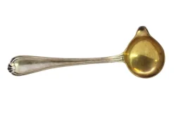 Silberner Soßenlöffel für Rechtshänder mit goldener Schöpfkelle und Streifen