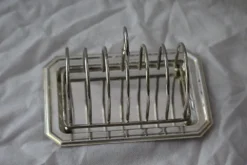 Silberner Toastständer mit Tablett, 1950er