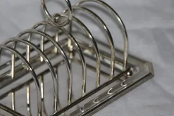Silberner Toastständer mit Tablett, 1950er