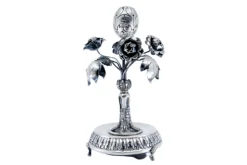 Silberner Zahnstocherhalter mit Blumen und Blättern