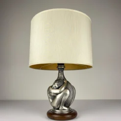 Silberne Vintage Man and Woman Tischlampe von Ottaviani, Italien, 1970er