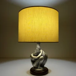 Silberne Vintage Man and Woman Tischlampe von Ottaviani, Italien, 1970er