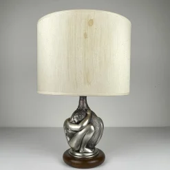 Silberne Vintage Man and Woman Tischlampe von Ottaviani, Italien, 1970er