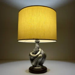 Silberne Vintage Man and Woman Tischlampe von Ottaviani, Italien, 1970er