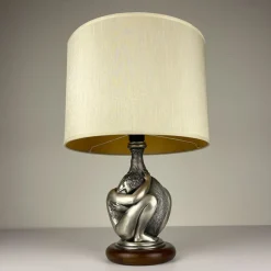 Silberne Vintage Man and Woman Tischlampe von Ottaviani, Italien, 1970er