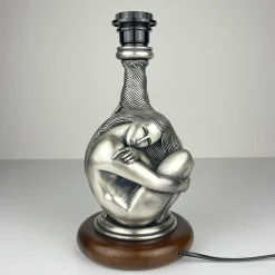 Silberne Vintage Man and Woman Tischlampe von Ottaviani, Italien, 1970er