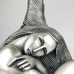 Silberne Vintage Man and Woman Tischlampe von Ottaviani, Italien, 1970er