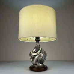Silberne Vintage Man and Woman Tischlampe von Ottaviani, Italien, 1970er