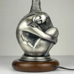 Silberne Vintage Man and Woman Tischlampe von Ottaviani, Italien, 1970er