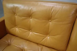2-Sitzer Sofa aus senfgelbem Leder von Florence Knoll Bassett für Knoll Inc / Knoll International, 1970er