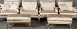 Sitzgruppe im Louis XVI Stil von Pierre Counot Blandin, Frankreich, 1980, 6er Set