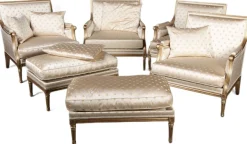 Sitzgruppe im Louis XVI Stil von Pierre Counot Blandin, Frankreich, 1980, 6er Set