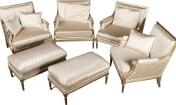 Sitzgruppe im Louis XVI Stil von Pierre Counot Blandin, Frankreich, 1980, 6er Set