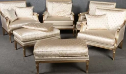 Sitzgruppe im Louis XVI Stil von Pierre Counot Blandin, Frankreich, 1980, 6er Set