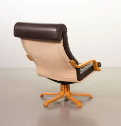 Skandinavische Gepolsterte Poem Drehsessel aus Kunstleder von Noboru Nakamura für Ikea, 1970er, 2er Set