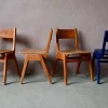 Skandinavische Holzstühle mit Kompass Beinen, 4 . Set