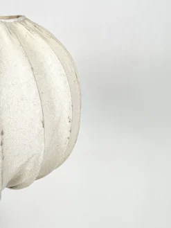 Skandinavische Moderne Schwedische Teak Dreibein Stehlampe mit Gefaltetem Stoff, 1960