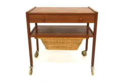 Skandinavischer Arbeitstisch aus Teak & Rattan, Schweden, 1960er