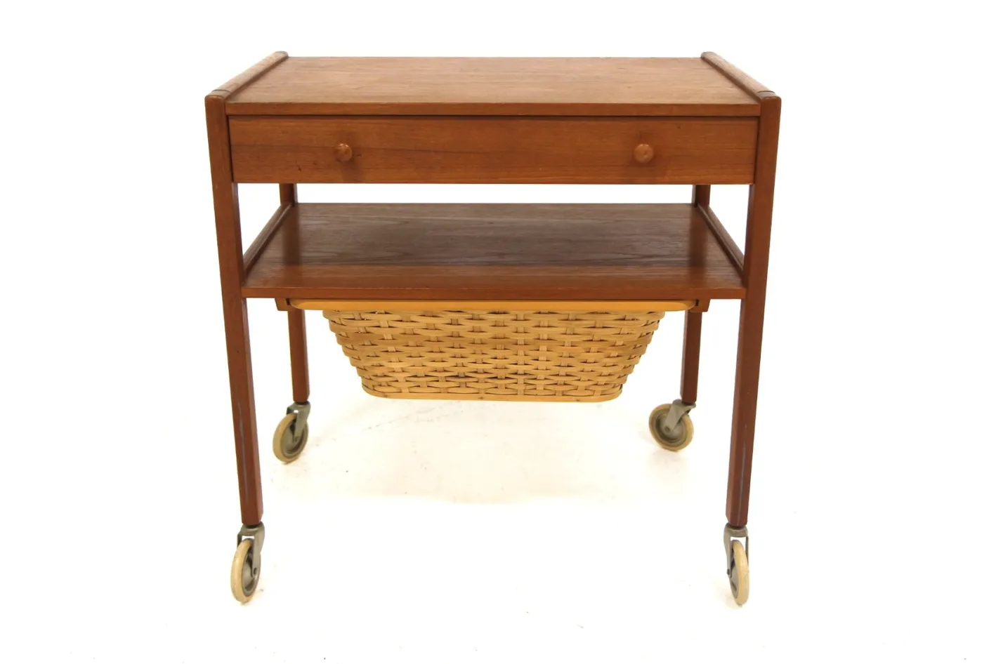 Skandinavischer Arbeitstisch aus Teak & Rattan, Schweden, 1960er