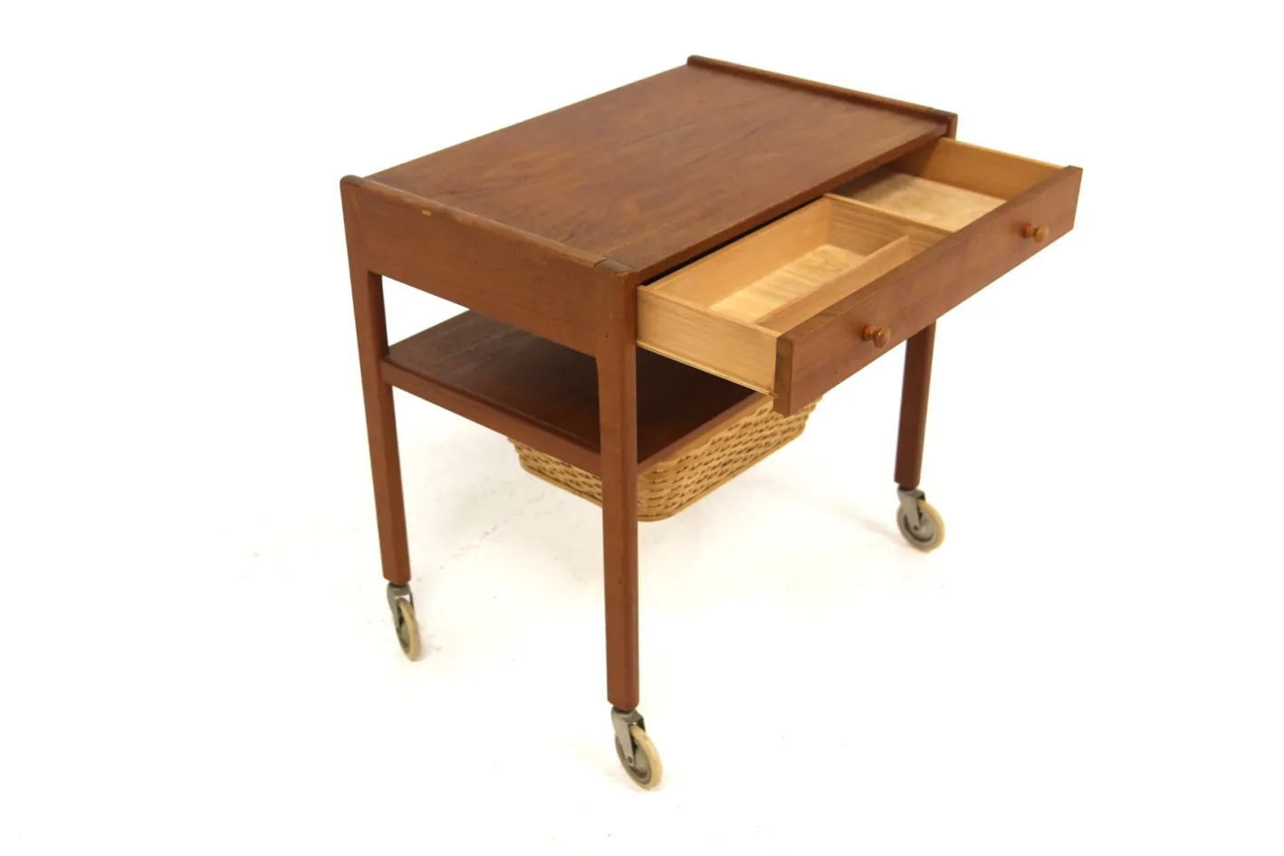 Skandinavischer Arbeitstisch aus Teak & Rattan, Schweden, 1960er