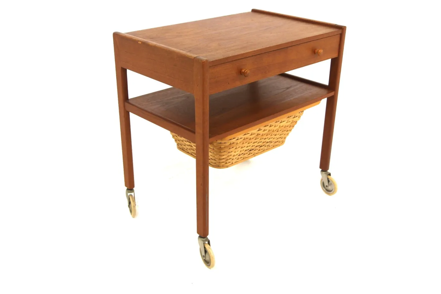 Skandinavischer Arbeitstisch aus Teak & Rattan, Schweden, 1960er