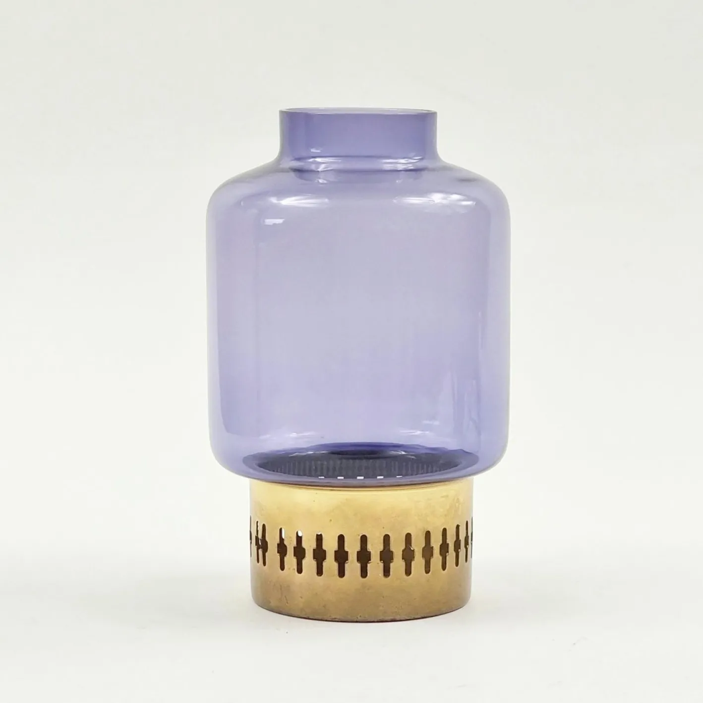 Skandinavischer Mid-Century Glas & Messing Kerzenhalter Modell L 95 von Hans-Agne Jakobsson Ab Markaryd, Schweden, 1960er