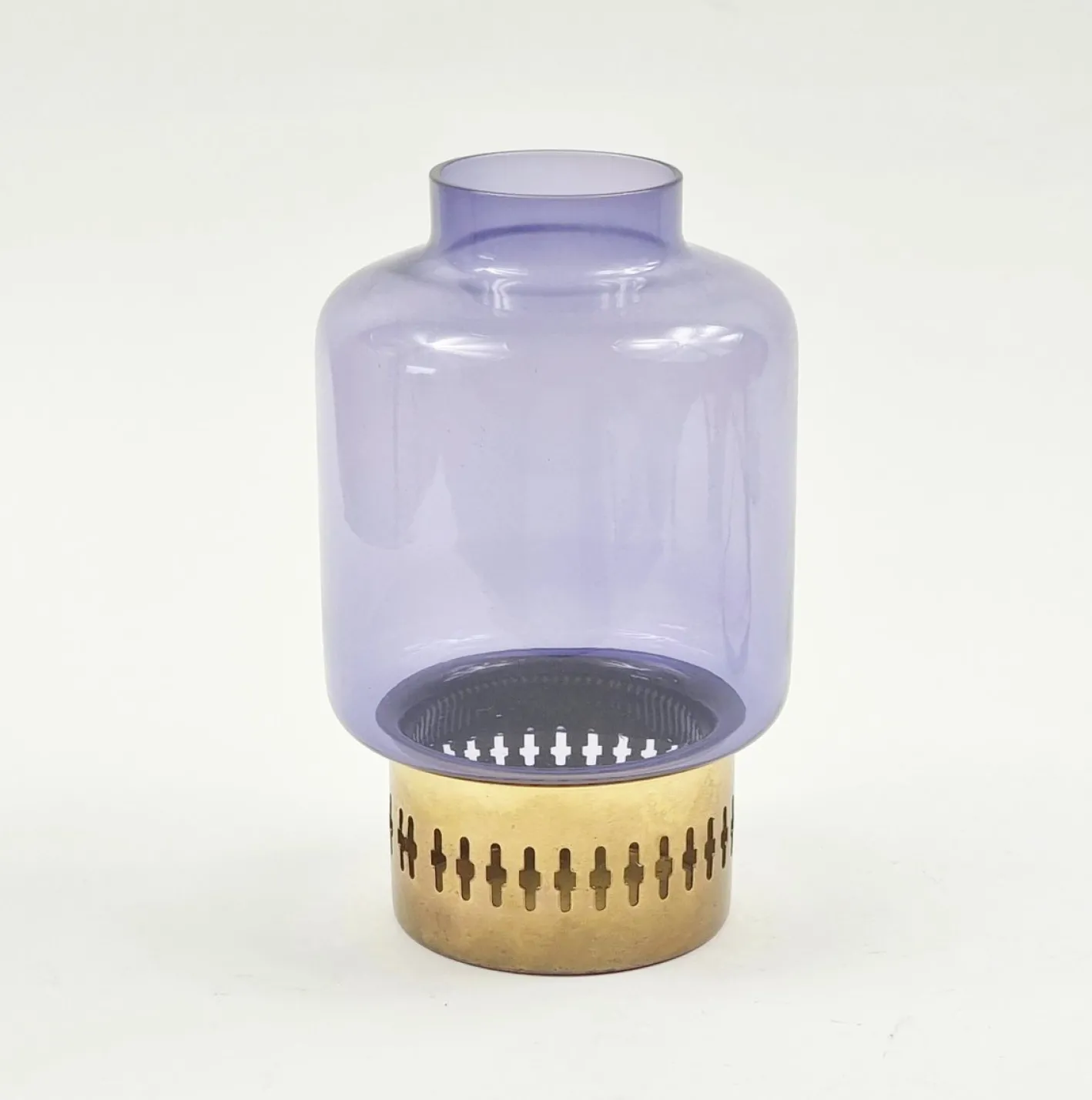Skandinavischer Mid-Century Glas & Messing Kerzenhalter Modell L 95 von Hans-Agne Jakobsson Ab Markaryd, Schweden, 1960er