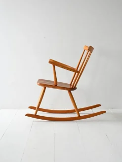 Skandinavischer Schaukelstuhl aus Buche & Teak, 1960er
