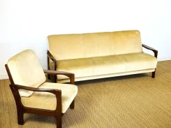 Skandinavisches Vintage Samt Sofa & Sessel, 1960er, 2er Set