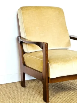 Skandinavisches Vintage Samt Sofa & Sessel, 1960er, 2er Set