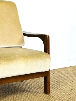 Skandinavisches Vintage Samt Sofa & Sessel, 1960er, 2er Set
