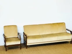 Skandinavisches Vintage Samt Sofa & Sessel, 1960er, 2er Set