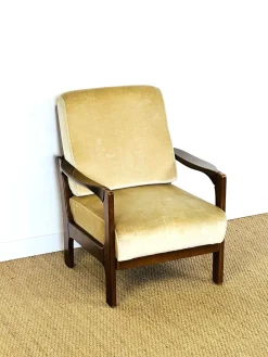 Skandinavisches Vintage Samt Sofa & Sessel, 1960er, 2er Set
