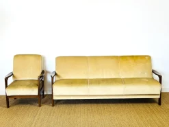 Skandinavisches Vintage Samt Sofa & Sessel, 1960er, 2er Set