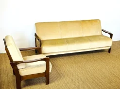 Skandinavisches Vintage Samt Sofa & Sessel, 1960er, 2er Set