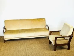 Skandinavisches Vintage Samt Sofa & Sessel, 1960er, 2er Set