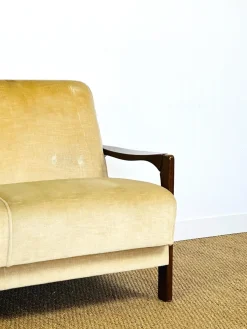 Skandinavisches Vintage Samt Sofa & Sessel, 1960er, 2er Set
