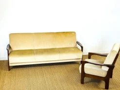 Skandinavisches Vintage Samt Sofa & Sessel, 1960er, 2er Set