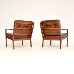 Skandinavische Vintage Ledersessel von Frederik Kayser, 1960er, 2er Set