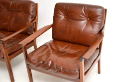 Skandinavische Vintage Ledersessel von Frederik Kayser, 1960er, 2er Set