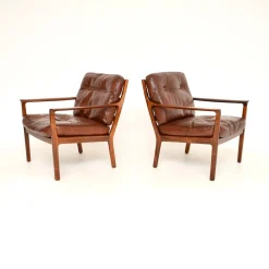 Skandinavische Vintage Ledersessel von Frederik Kayser, 1960er, 2er Set
