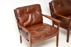 Skandinavische Vintage Ledersessel von Frederik Kayser, 1960er, 2er Set