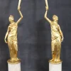 Skulpturale Figuren, Vergoldete Bronze auf Alabastersockel, Frühes 20. Jh., 2er Set