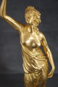 Skulpturale Figuren, Vergoldete Bronze auf Alabastersockel, Frühes 20. Jh., 2er Set