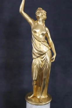 Skulpturale Figuren, Vergoldete Bronze auf Alabastersockel, Frühes 20. Jh., 2er Set