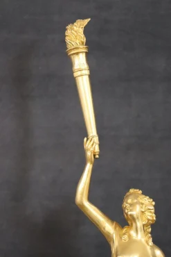 Skulpturale Figuren, Vergoldete Bronze auf Alabastersockel, Frühes 20. Jh., 2er Set