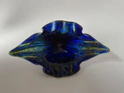 Skulpturale Kobaltblaue Tafelaufsatzschale aus Kunstglas von Egermann, 1980er