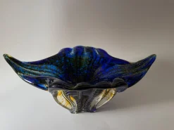 Skulpturale Kobaltblaue Tafelaufsatzschale aus Kunstglas von Egermann, 1980er
