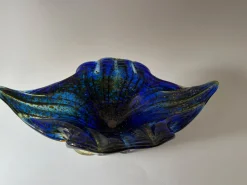 Skulpturale Kobaltblaue Tafelaufsatzschale aus Kunstglas von Egermann, 1980er