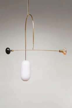 Skulpturale Leuchte Nr. 131 aus mundgeblasenem Glas & Messing von Milla Vaahtera